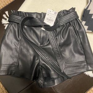 New Zara Faux Leather Shorts